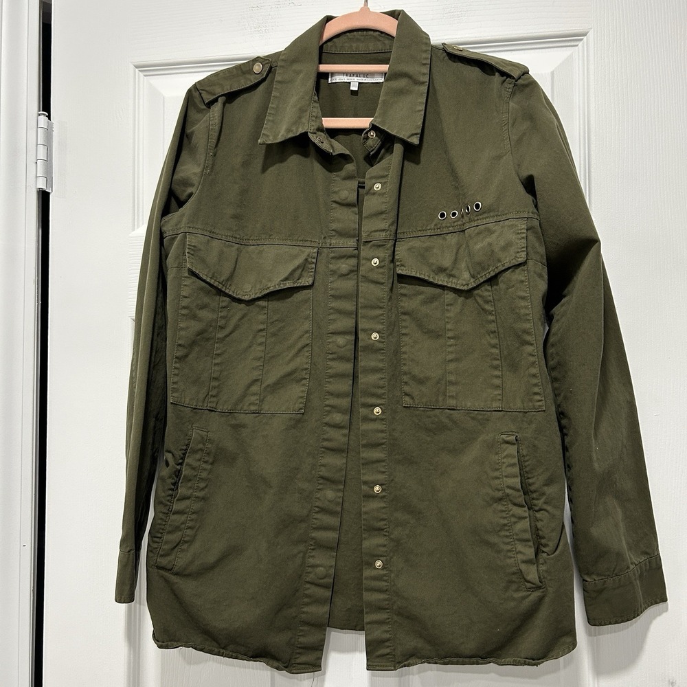 ZARA Trafaluc Women's‎ Size Small Olive Green Button Up Jacket Shacket EUC